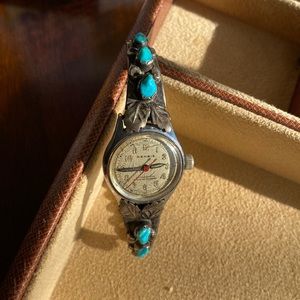 Turquoise watch band on Rensie retro watch